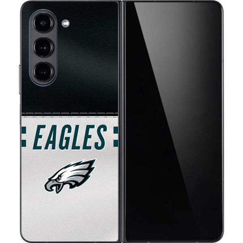 NFL Philadelphia Eagles White Striped Galaxy Z Fold5 5G Skin